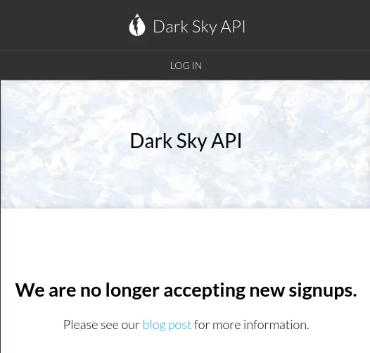 Dark Sky API Home Page